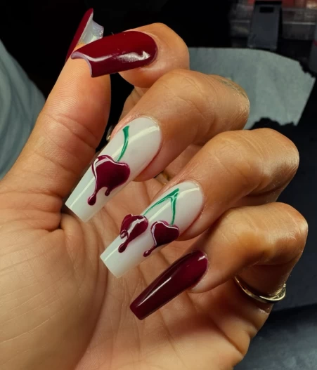 Dripped-Out Cherry Nails