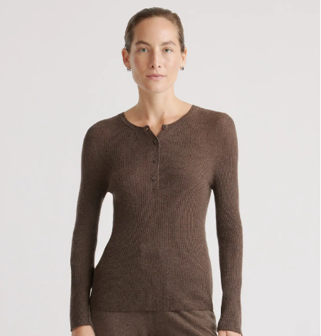Cashmere Ribbed Henley Sweater