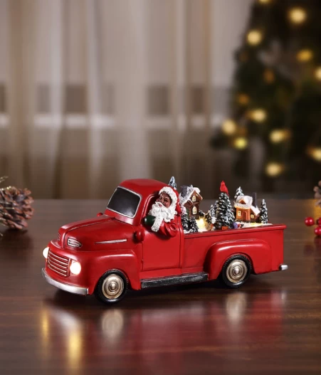 Mr. Christmas 11 in. Animated Nostalgic Red Truck - Black Santa